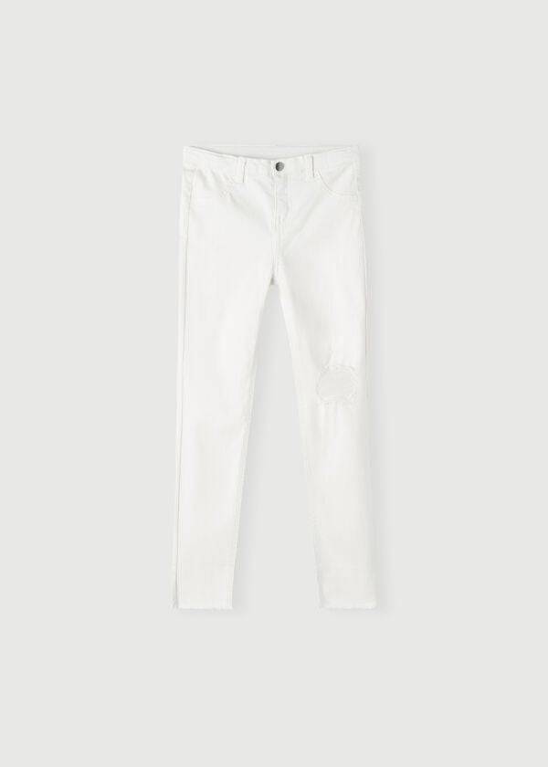 bele otroške pajkice calzedonia ripped stretch skinny