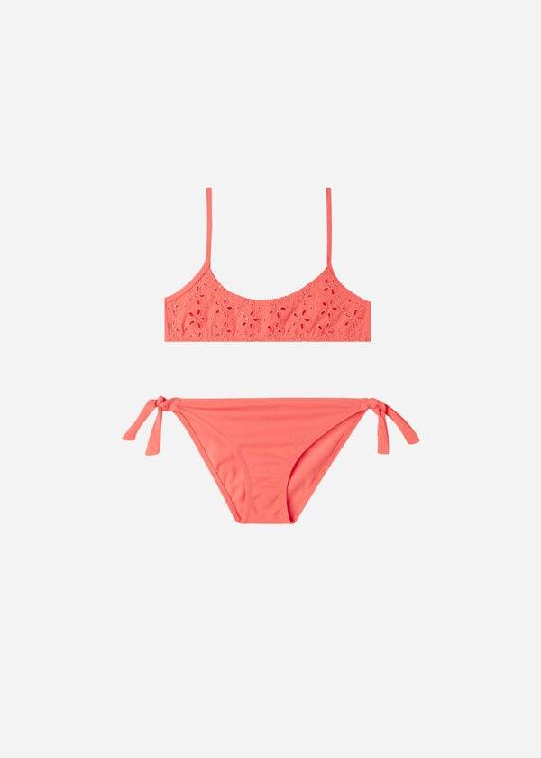 oranžne dvodelne otroške kopalke calzedonia corfù