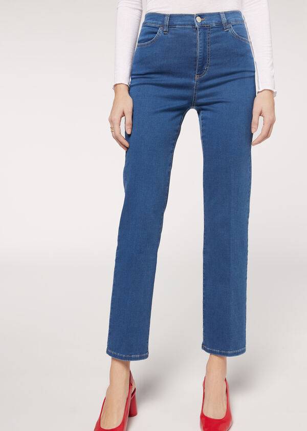 modre ženske kavbojke calzedonia eco comfort