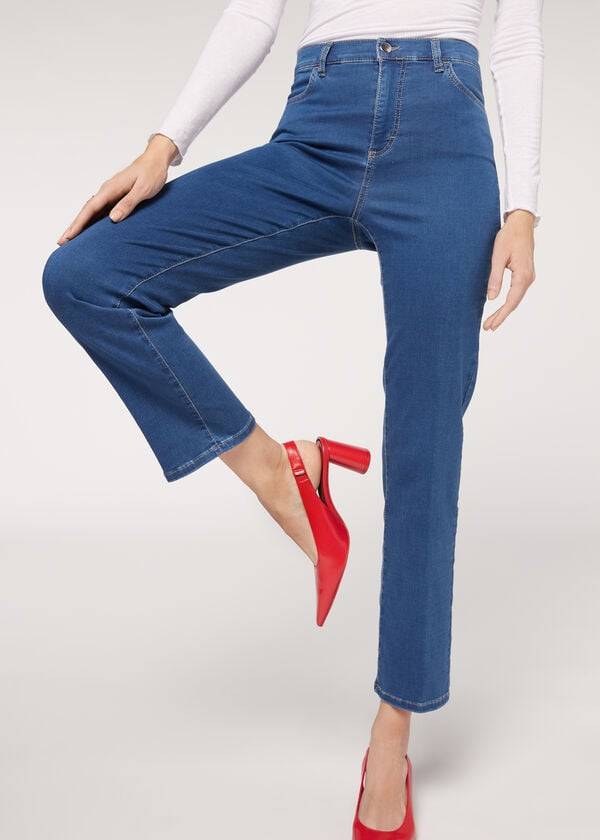 modre ženske kavbojke calzedonia eco comfort