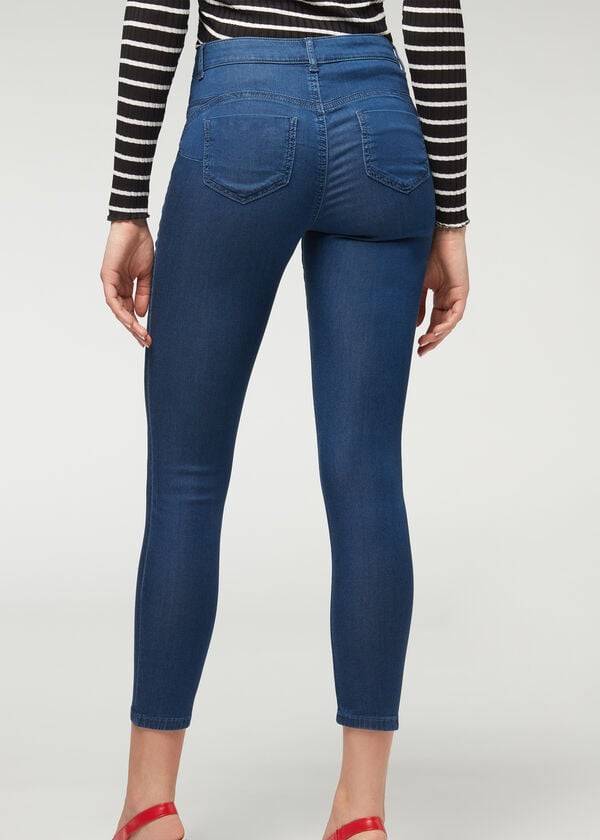 Ženske kavbojke calzedonia eco light push up denim mornarsko modre