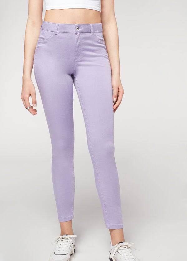 Ženske kavbojke calzedonia eco light push up denim vijolične barve