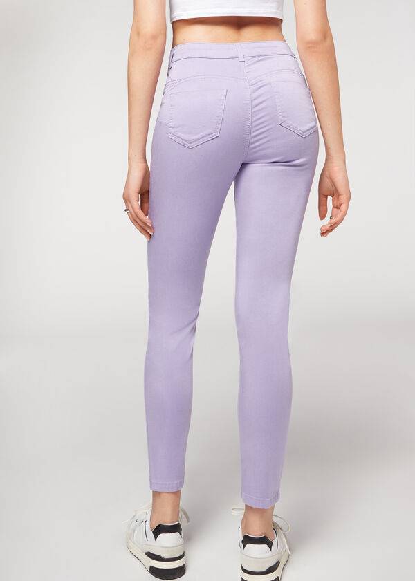 Ženske kavbojke calzedonia eco light push up denim vijolične barve