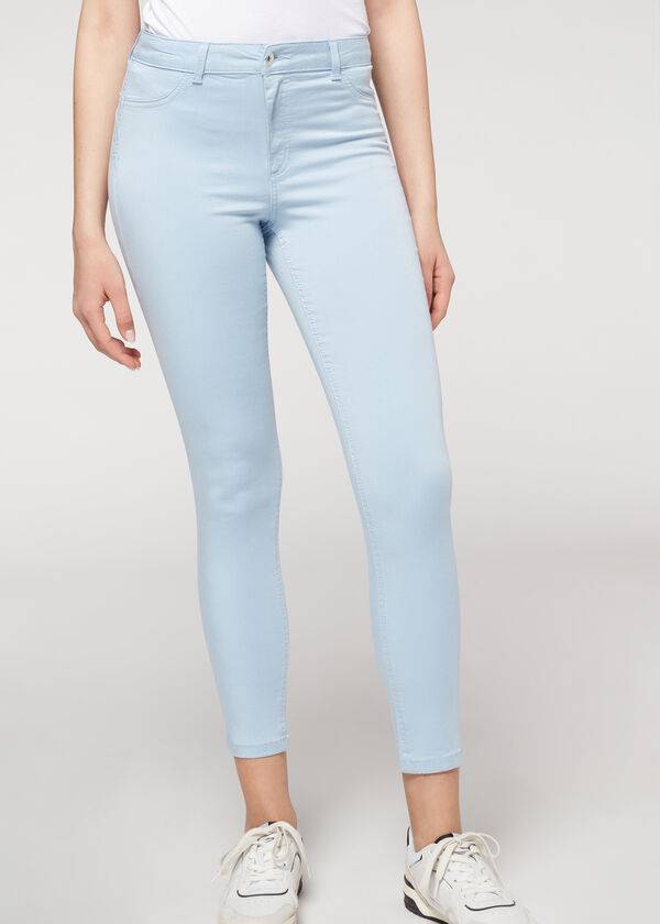 Ženske kavbojke calzedonia eco light push up denim bež barve