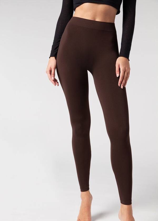 rjave ženske legice iz ultra neprozorne mikrovlaken calzedonia