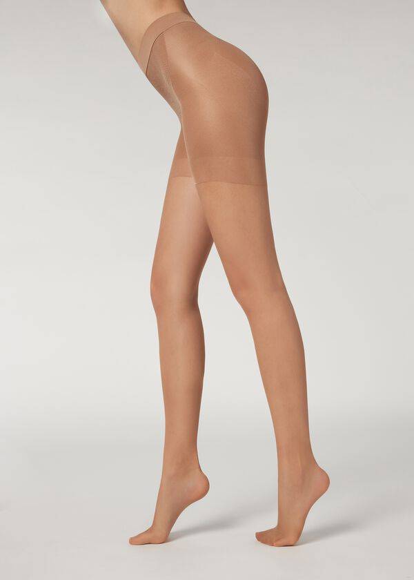 rjave prosojne ženske pajkice calzedonia 15 denier total shaper
