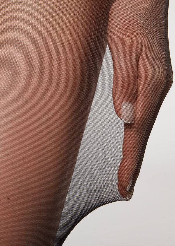 Črne prosojne oblikovalne pajkice calzedonia 30 denier z udobnim zgornjim delom