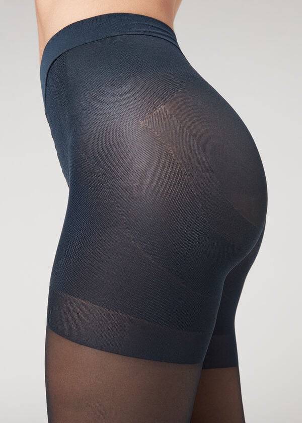 modre prosojne ženske pajkice calzedonia 30 denier total shaper