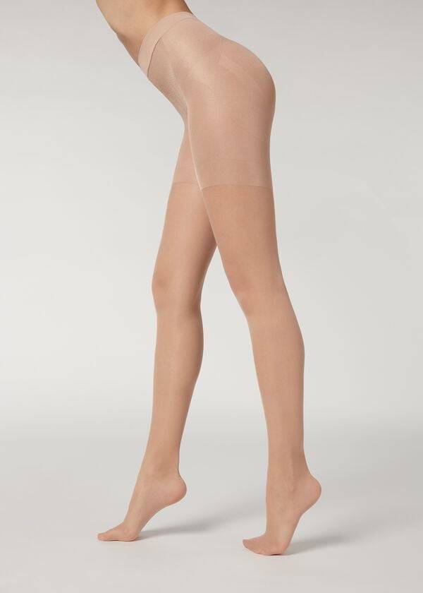 Ženske prosojne pajkice calzedonia 30 denier total shaper bež
