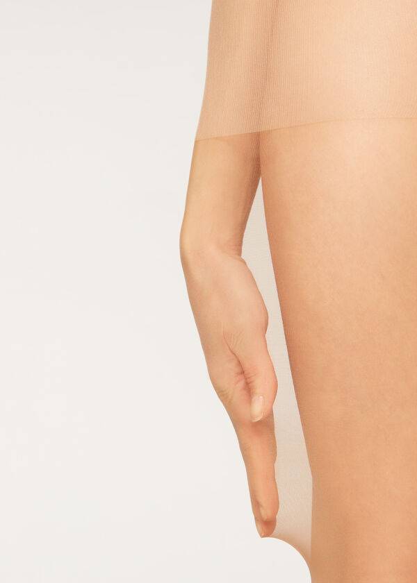 Ženske prosojne oprijete hlače calzedonia 40 denier action srednje velikosti bež