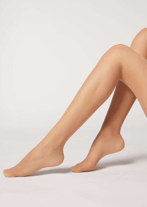 Ženske prosojne oprijete hlače calzedonia 40 denier action srednje velikosti bež