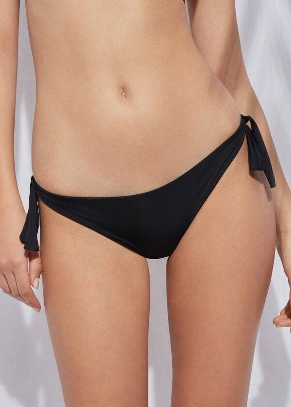 Ženski bikini spodnji del calzedonia bow brazilian indonesia eco črne barve