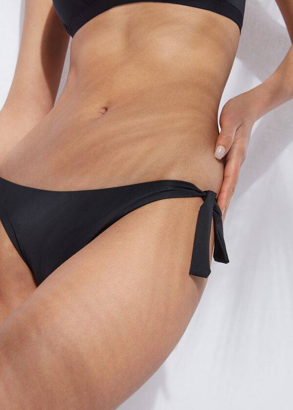 Ženski bikini spodnji del calzedonia bow brazilian indonesia eco črne barve