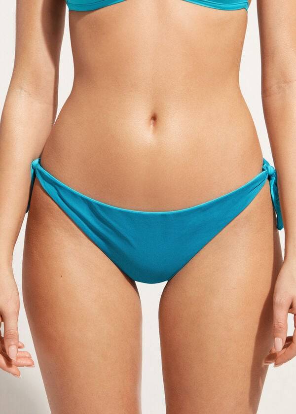 Ženski eko bikini z brazilsko indonezijskim potiskom calzedonia v turkizni barvi
