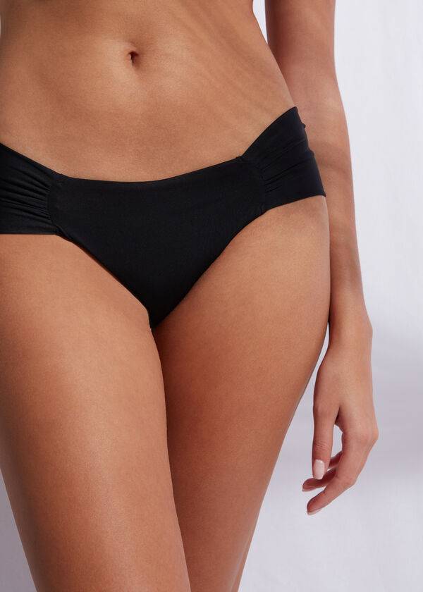 Črni ženski eko spodnji del bikinija calzedonia brazilian indonesia