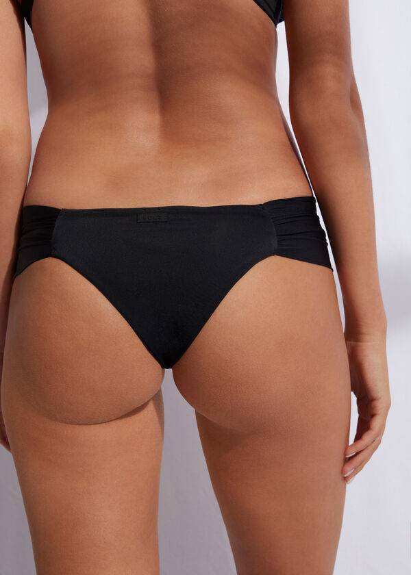 Črni ženski eko spodnji del bikinija calzedonia brazilian indonesia