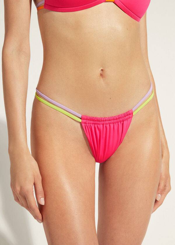 Ženski bikini spodnji del calzedonia brazilian string tokyo eco roza