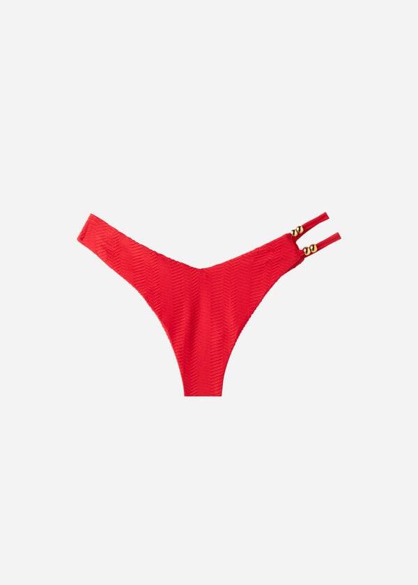 Ženski bikini spodnji del calzedonia chevron z visokim izrezom brazilski casablanca rdeče barve