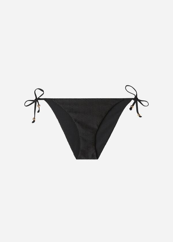 Ženski bikini spodnji del calzedonia chevron string casablanca črne barve
