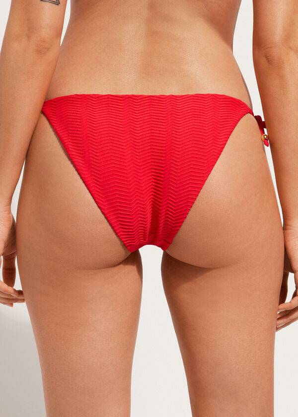 Ženski bikini spodnji del calzedonia chevron string casablanca rdeč