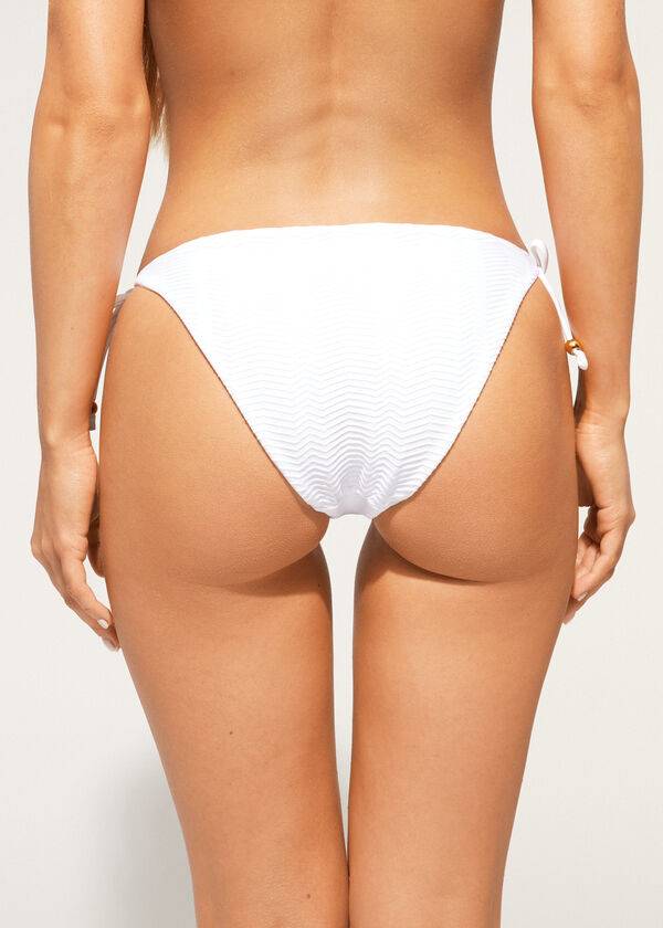 Ženski bikini spodnji del calzedonia chevron string casablanca bele barve