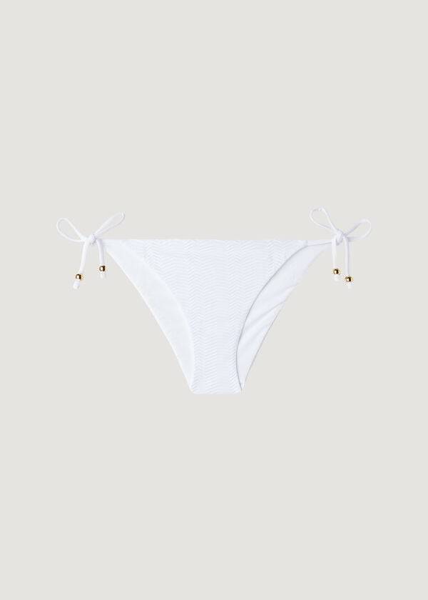 Ženski bikini spodnji del calzedonia chevron string casablanca bele barve