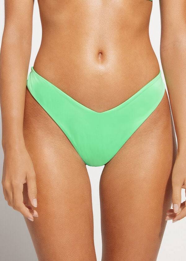 Ženski bikini z visokim izrezom calzedonia brazilske indonezijske eko barve mint