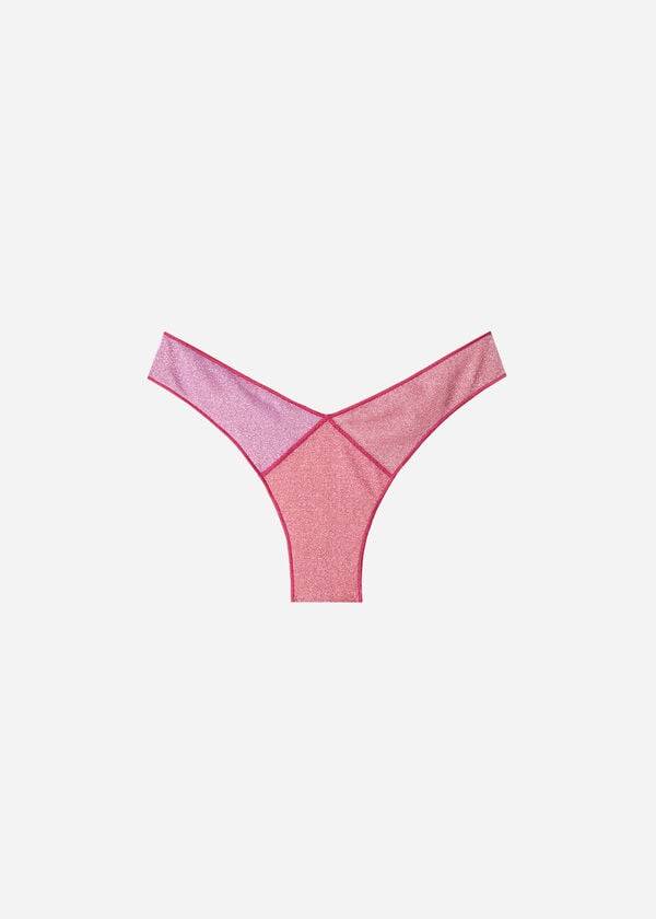 Ženski bikini spodnji del calzedonia z visokim izrezom brazilski lamé lisbona roza