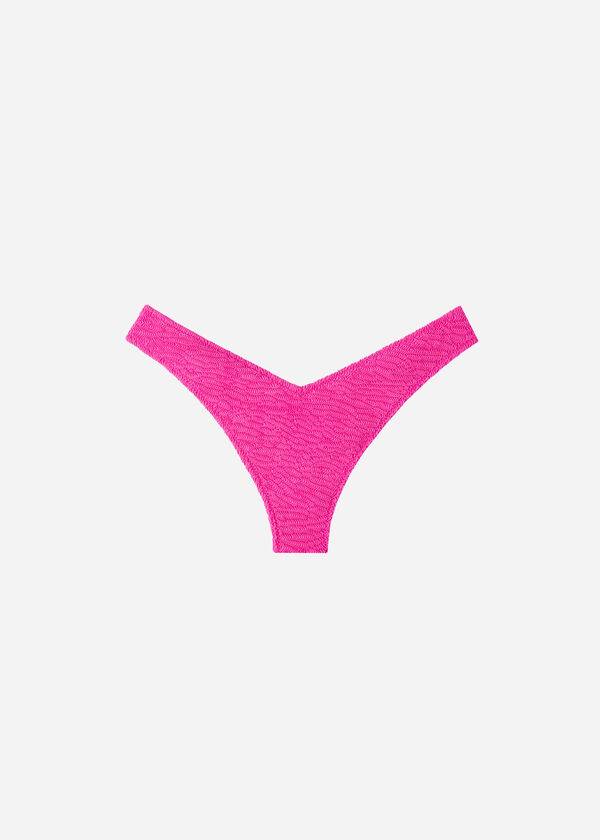 Ženski bikini z visokim izrezom v obliki črke v brazilski miami roza