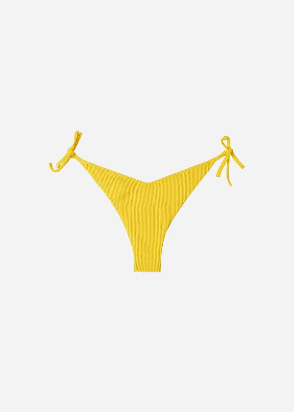Ženski bikini calzedonia z visokim izrezom v obliki črke v brazilski new york rumene barve