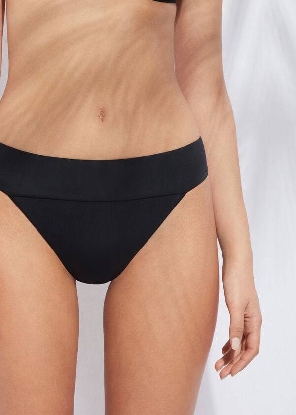 Črni ženski bikini z visokim pasom calzedonia brazilske indonezijske eko barve