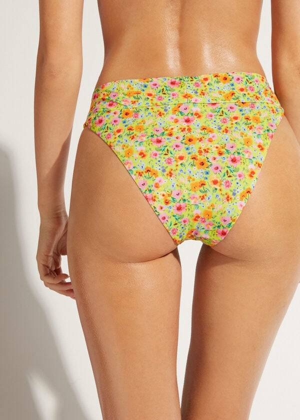 večbarvni ženski spodnji del bikinija calzedonia z visokim pasom brazilski siviglia