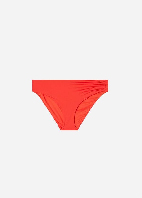 Ženski bikini spodnji del calzedonia z visokim pasom eko rdeč