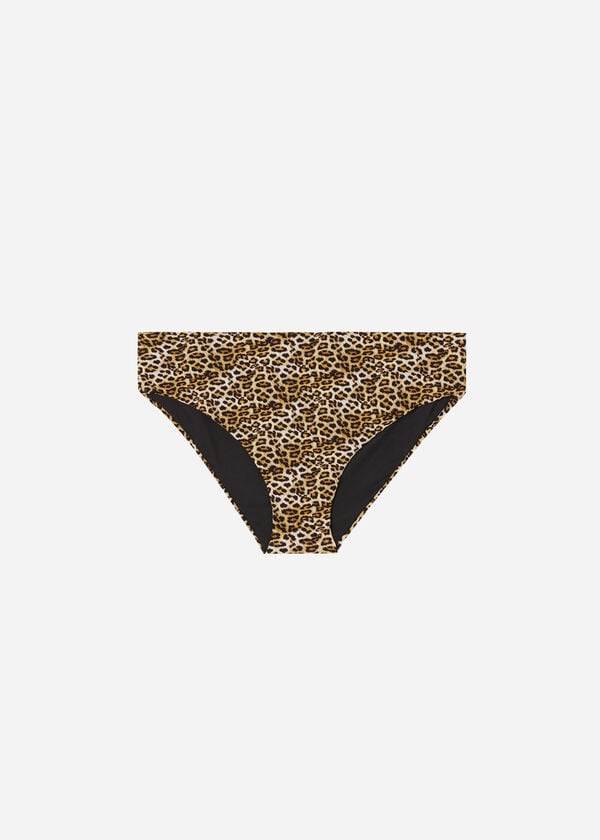 rjavi ženski bikini spodnji del z visokim pasom calzedonia malindi