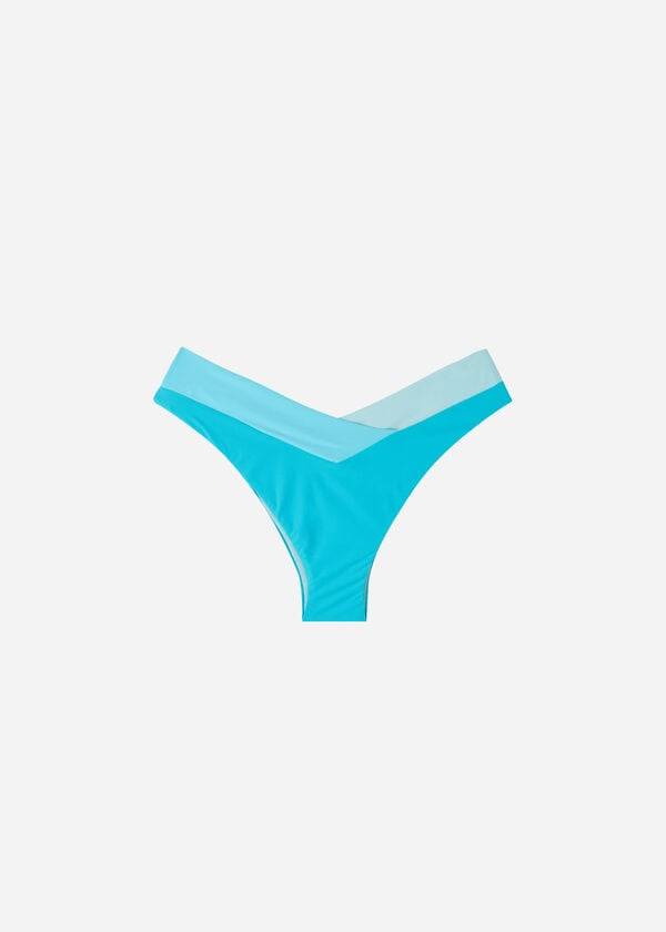 Ženski bikini spodnji del calzedonia z visokim izrezom brazilski azzorre turkizno zelen