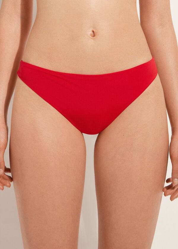 Ženski spodnji del bikinijev calzedonia indonesia eco z nizkim pasom rdeč