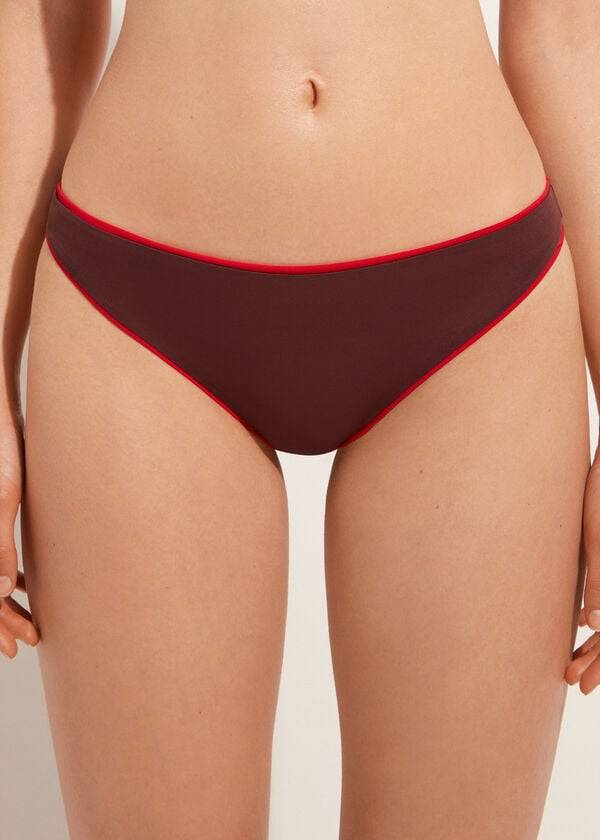 Ženski spodnji del bikinijev calzedonia indonesia eco z nizkim pasom rdeč