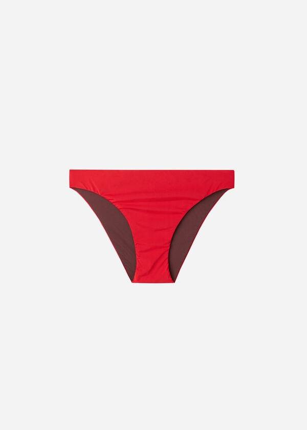 Ženski spodnji del bikinijev calzedonia indonesia eco z nizkim pasom rdeč