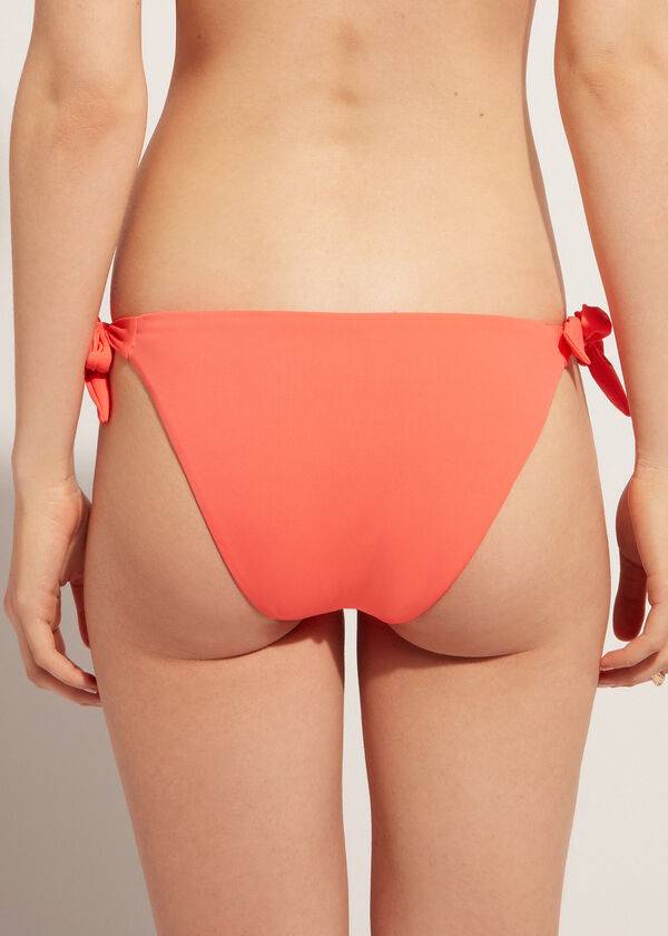 coral orange ženske spodnje hlače bikinija calzedonia side tie corfù