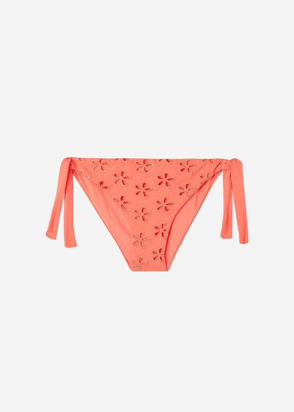 coral orange ženske spodnje hlače bikinija calzedonia side tie corfù