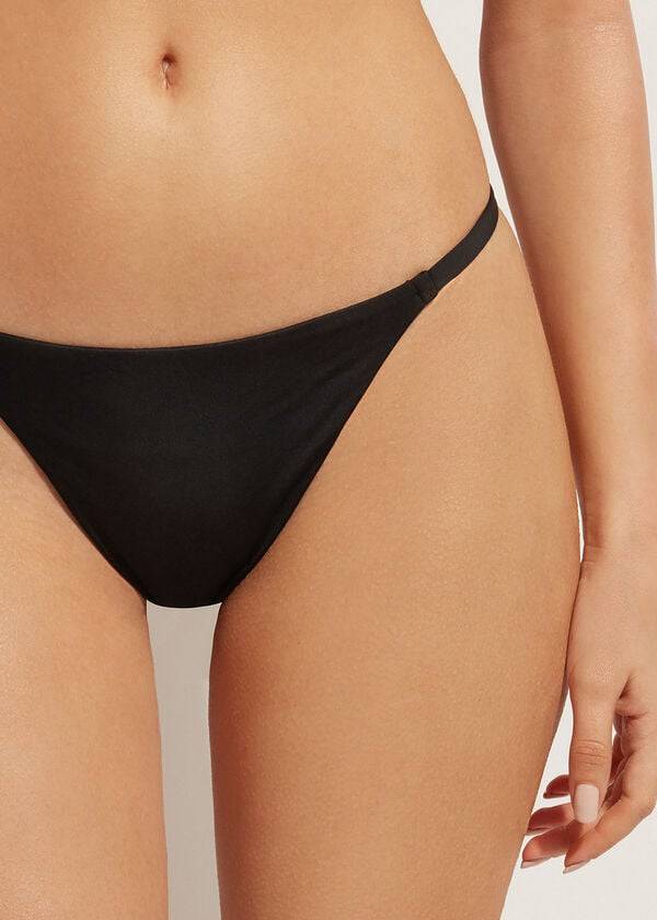 Črni ženski eko bikini spodnji del calzedonia thong indonesia