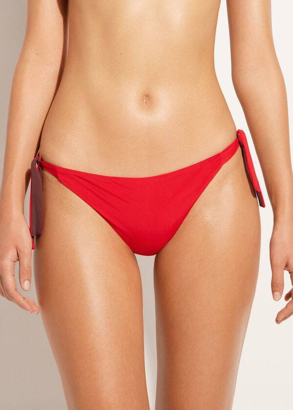 Ženski bikini spodnji del calzedonia tied indonesia eco rdeč