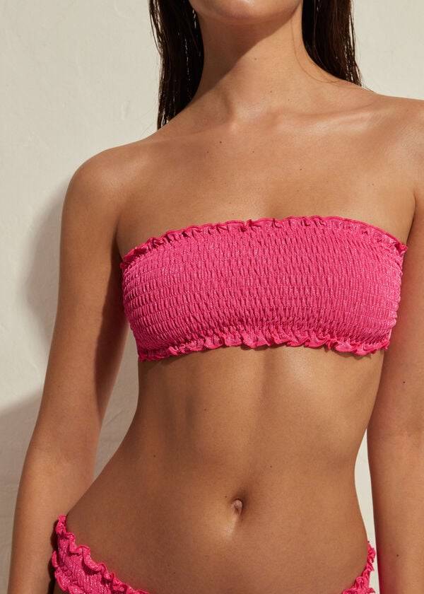 pink calzedonia bandeau formentera ženski zgornji del bikinija
