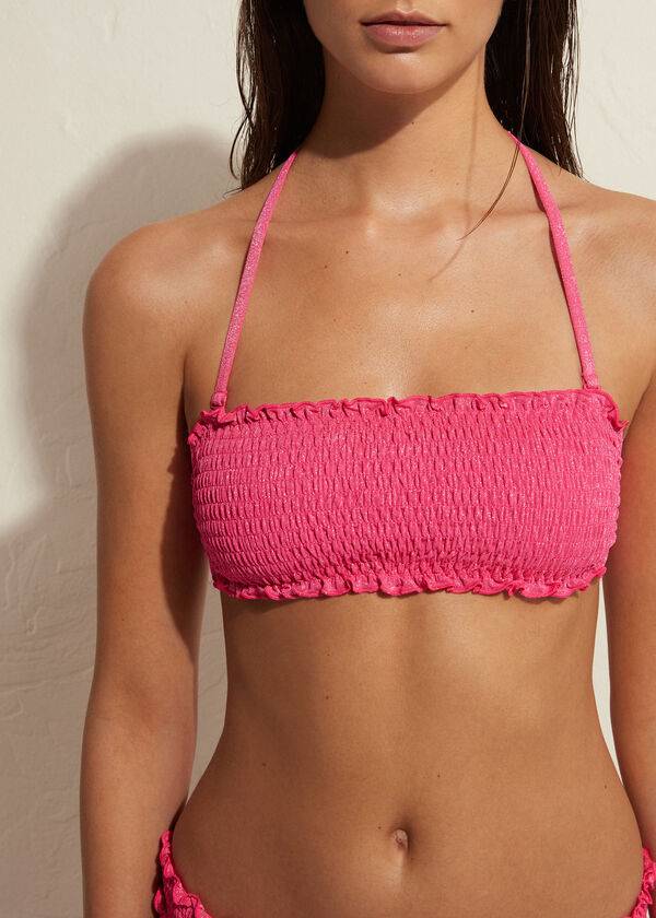pink calzedonia bandeau formentera ženski zgornji del bikinija