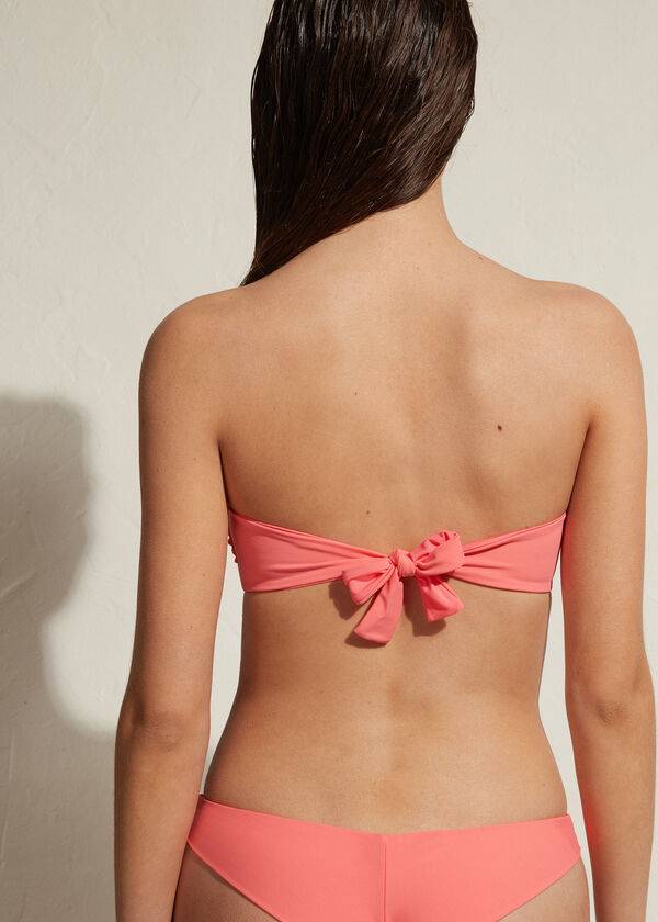 rožnati ženski bikini majice calzedonia bandeau lanzarote