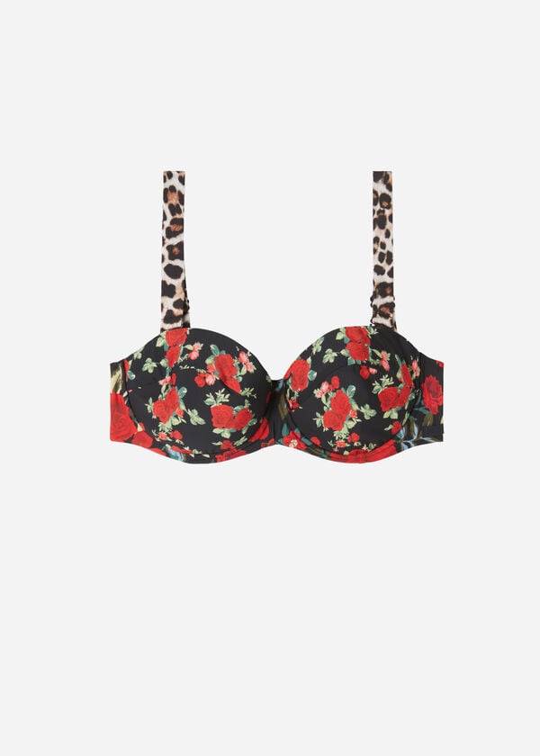 rozačrn ženski rahlo podložen zgornji del bikinija calzedonia bandeau nizza