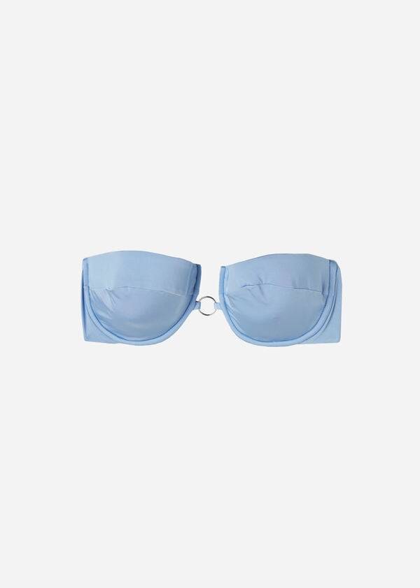 Ženski zgornji del kopalk calzedonia bandeau abu dhabi moder