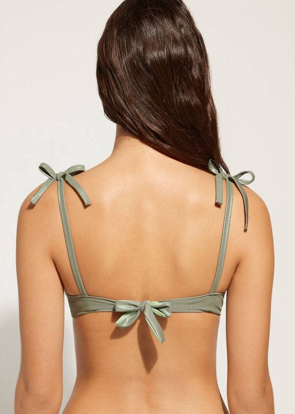 Ženski zgornji del bikinijev calzedonia graduated padded push up antigua zelen