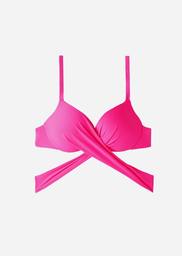roza ženski zgornji del bikinija calzedonia graduated s push-up vzorcem iz indonezije