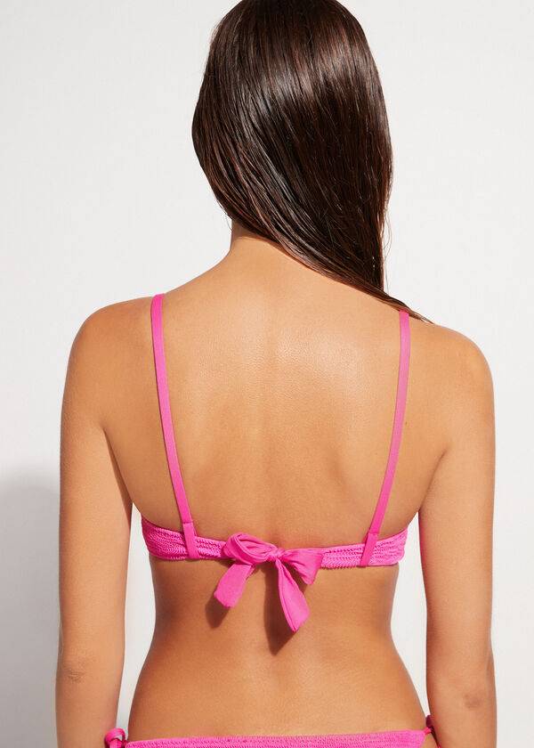 Ženski zgornji del bikinija calzedonia graduated padded push-up miami roza